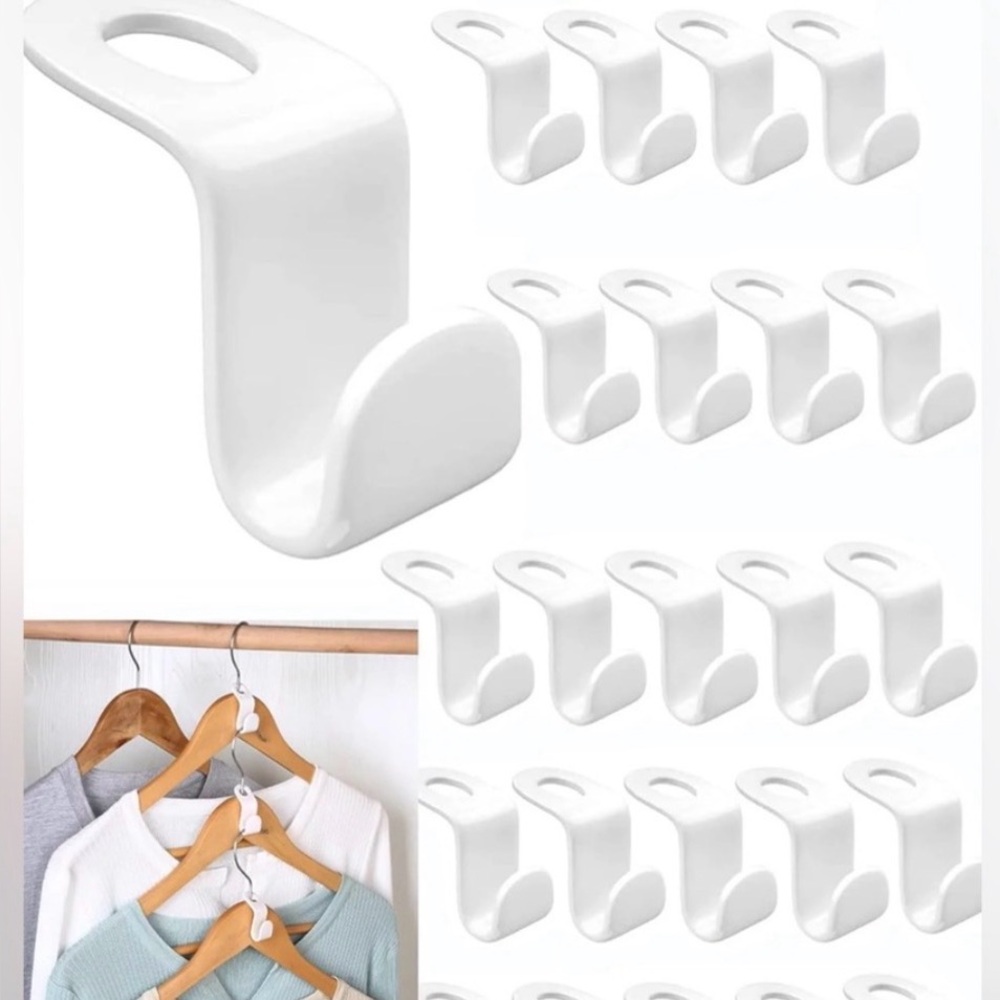 NEW 55 Clothes Hanger Connector Hooks Plastic Cascading Hanger Extend WHITE